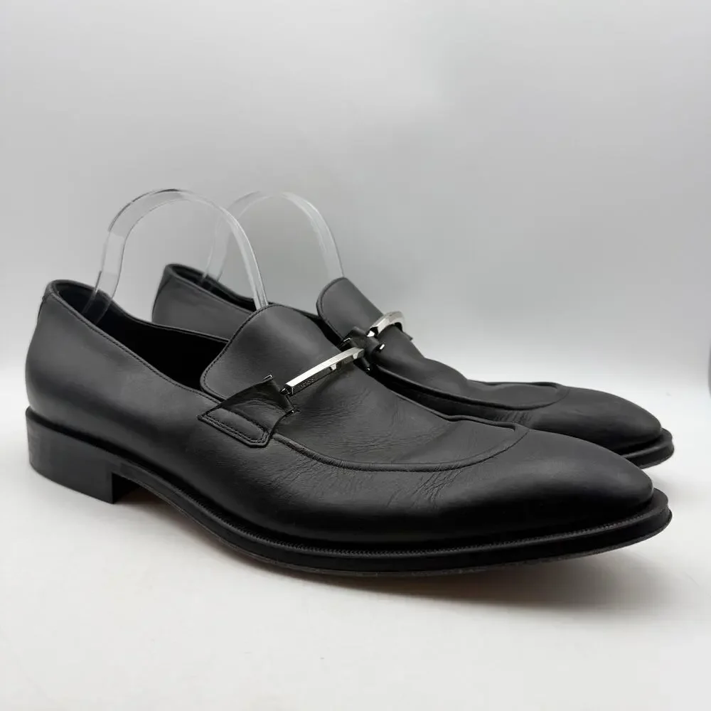 BOSS Mens Derrek Bit Loafers US 11 EU 44 Black Leather GUC